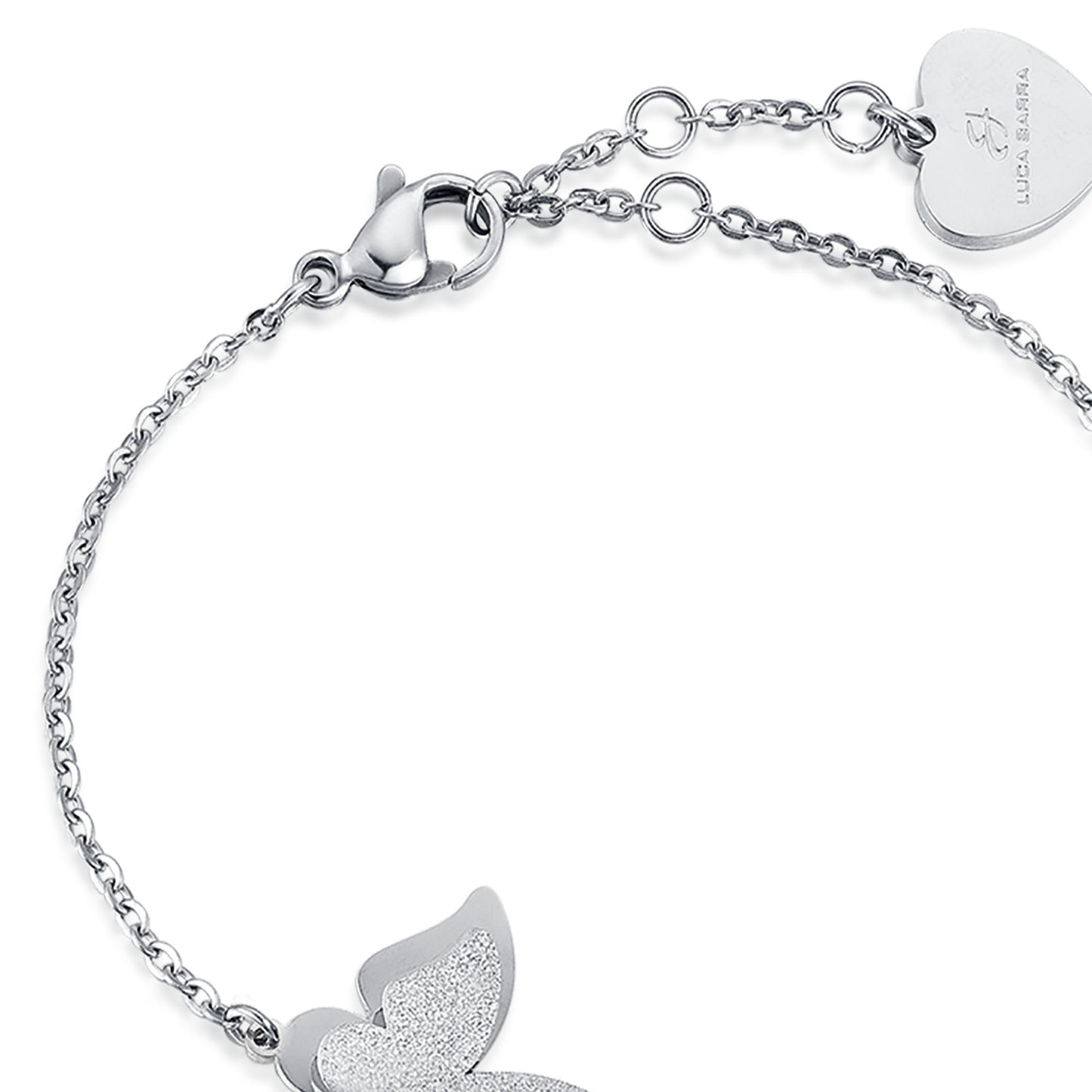 STEEL BRACELET, BUTTERFLY WITH WHITE GLITTER Luca Barra