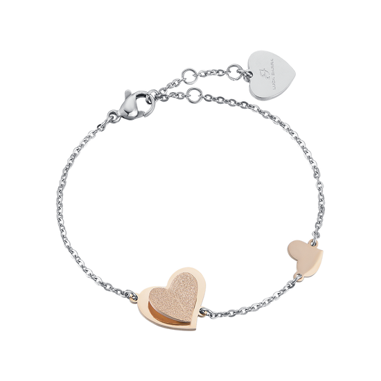 STEEL BRACELET, IP ROSE HEART WITH GLITTER IP ROSE Luca Barra