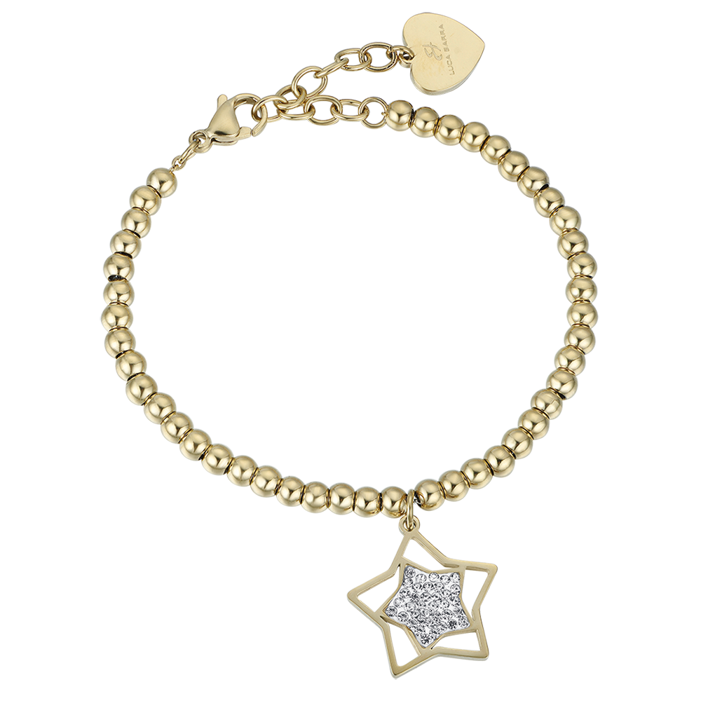 WOMAN'S BRACELET IN IP GOLD STEEL WITH STAR WITH WHITE CRYSTALS Luca Barra