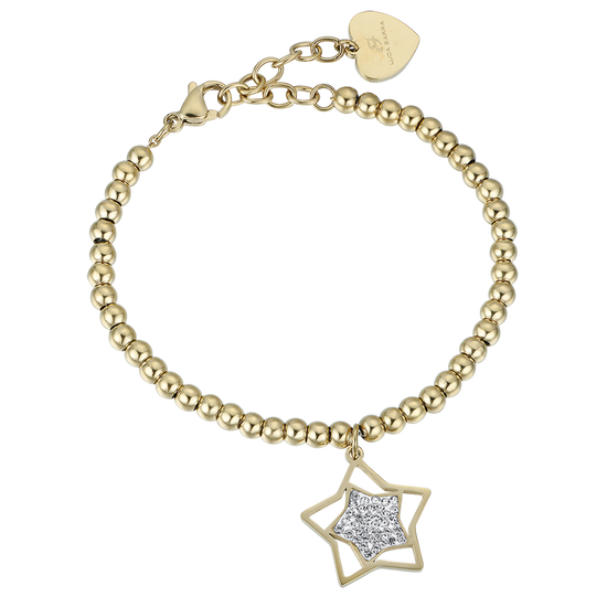 WOMAN'S BRACELET IN IP GOLD STEEL WITH STAR WITH WHITE CRYSTALS Luca Barra