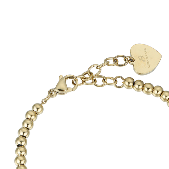 WOMEN'S IP GOLD STEEL BRACELET WITH STAR WITH WHITE CRYSTALS