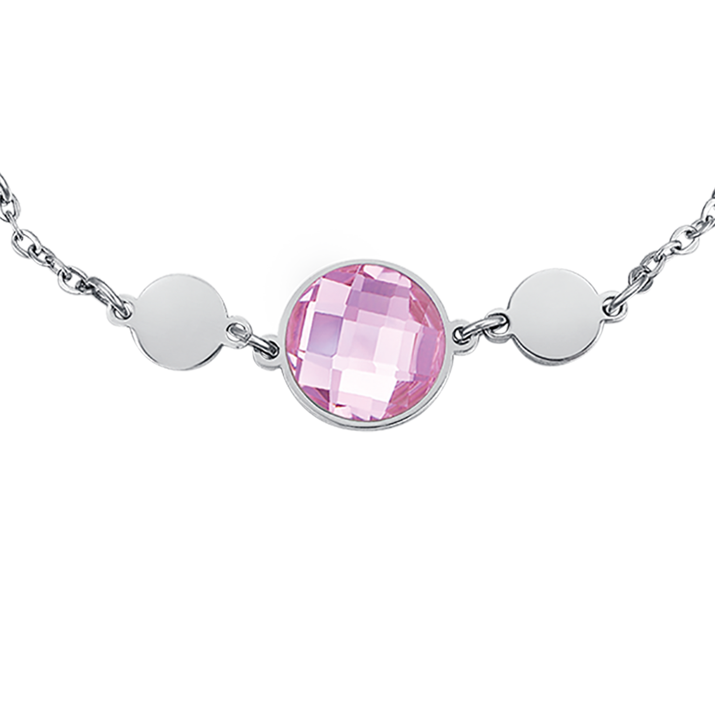 STEEL BRACELET WITH PINK STONES
