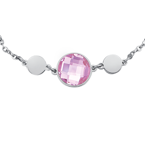 STEEL BRACELET WITH PINK STONES