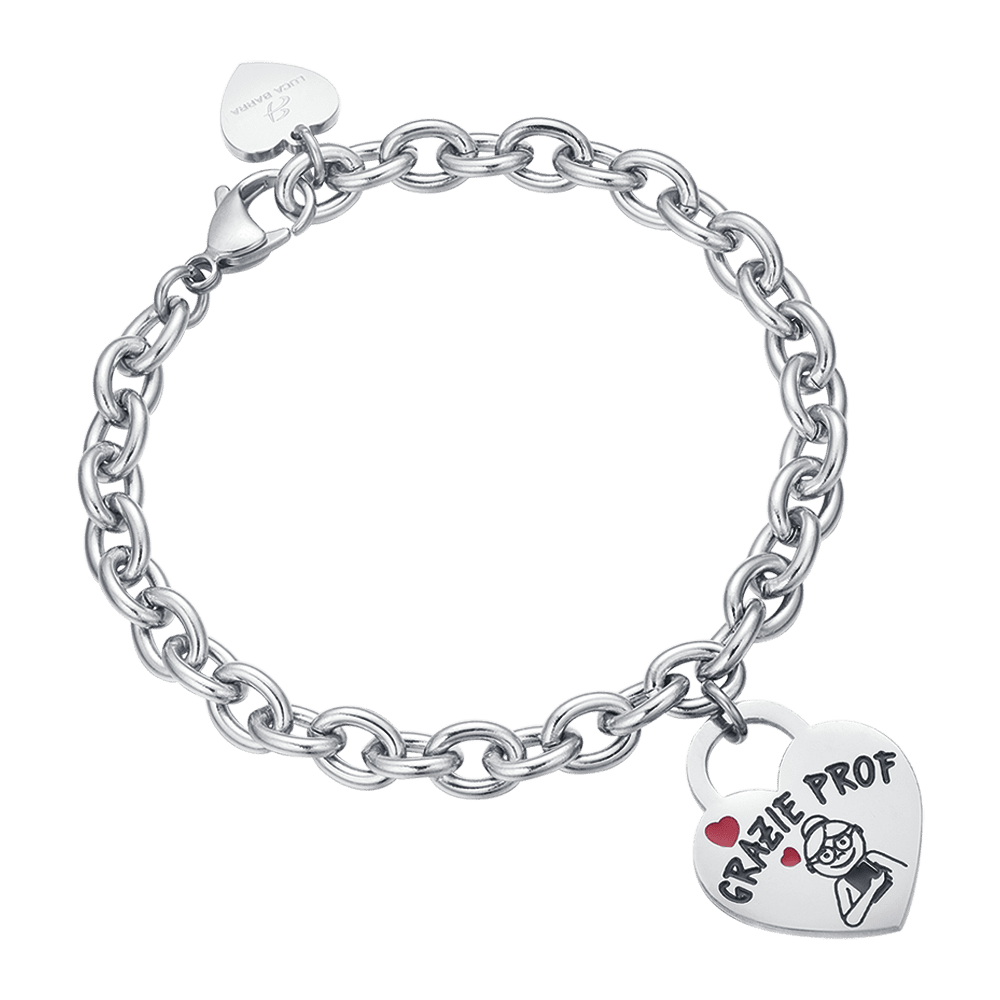 WOMAN'S BRACELET IN STEEL WITH HEART THANKS PROF Luca Barra