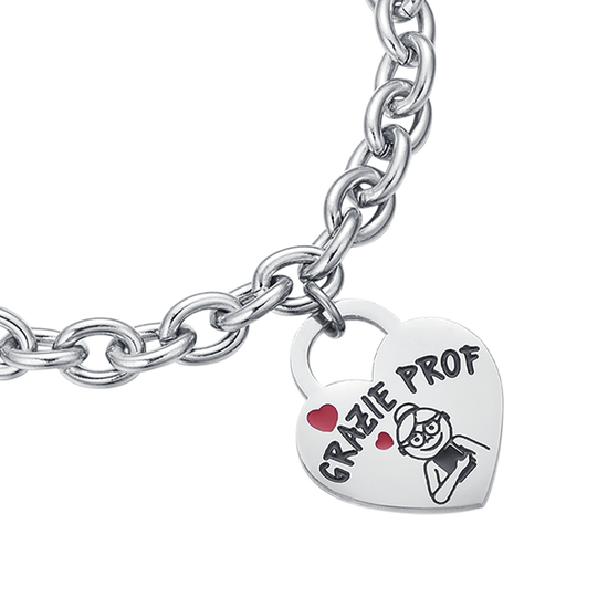 WOMEN STEEL BRACELET WITH HEART THANK YOU PROF