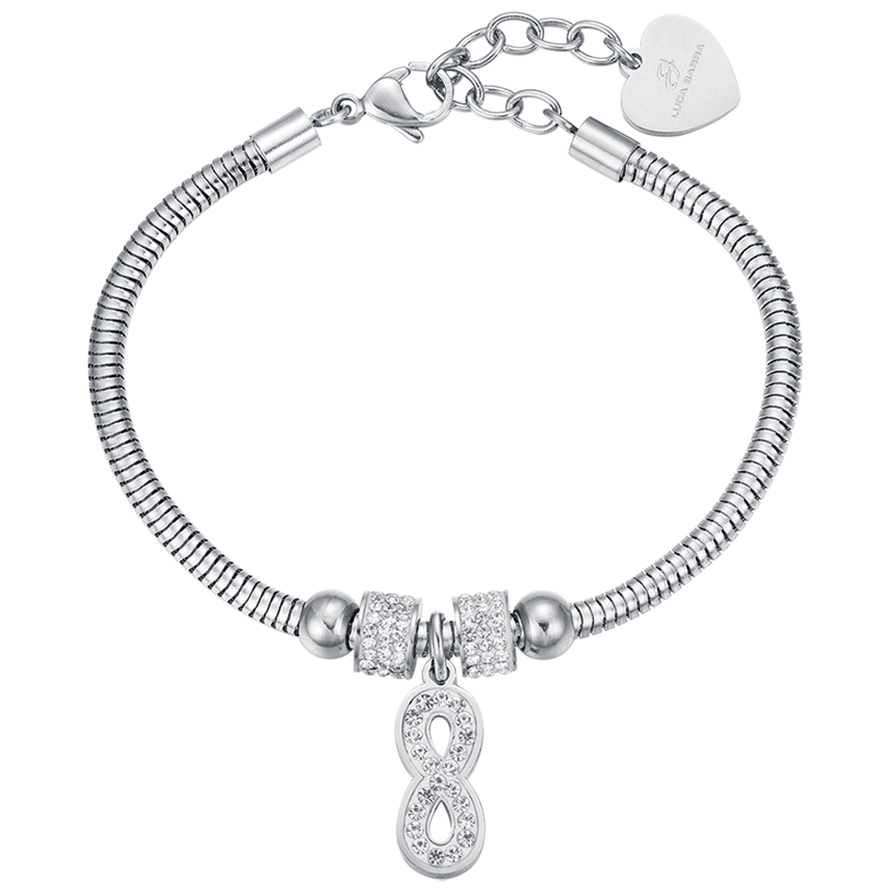 INFINITE STEEL WOMAN'S BRACELET WITH WHITE CRYSTALS Luca Barra