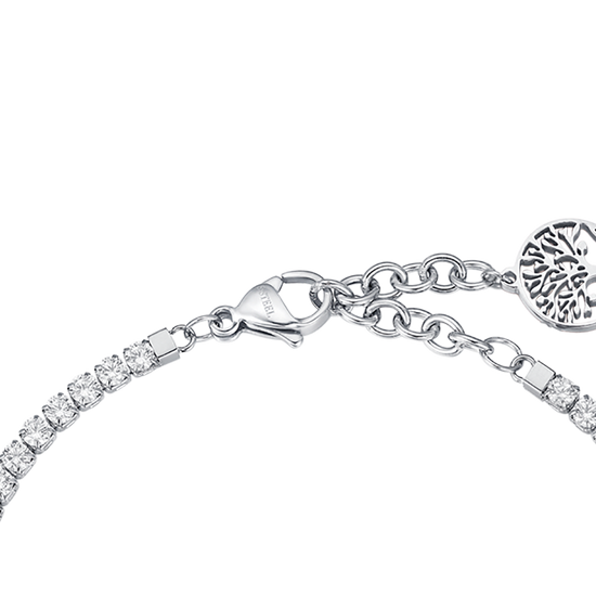 STEEL BRACELET WITH TREE OF LIFE AND WHITE CRYSTALS