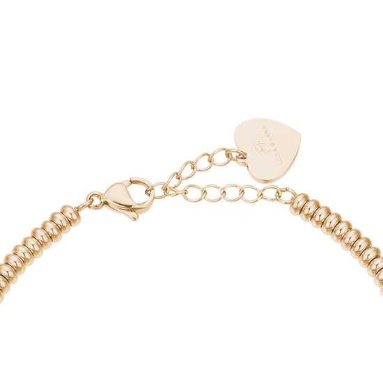 IP GOLD STEEL BRACELET WITH BUTTERFLY WITH WHITE CRYSTALS
