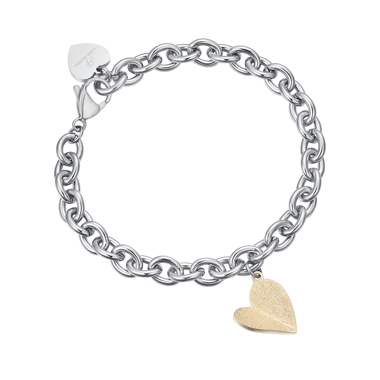 STEEL BRACELET WITH IP GOLD HEART Luca Barra