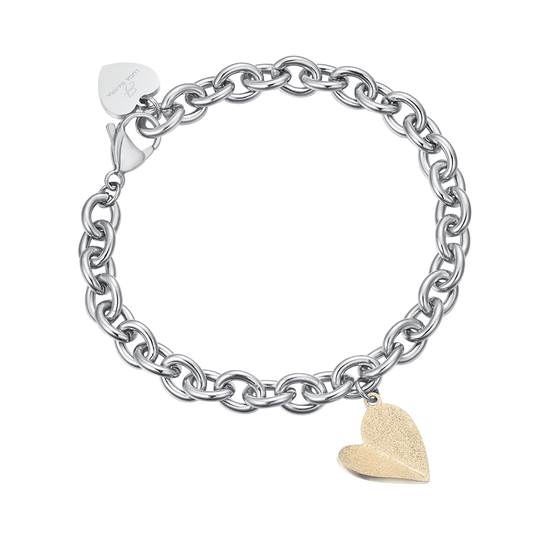 STEEL BRACELET WITH IP GOLD HEART Luca Barra