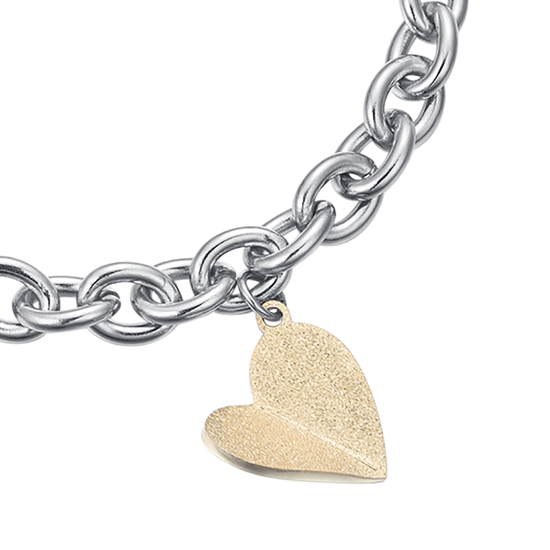 STEEL BRACELET WITH IP GOLD HEART Luca Barra