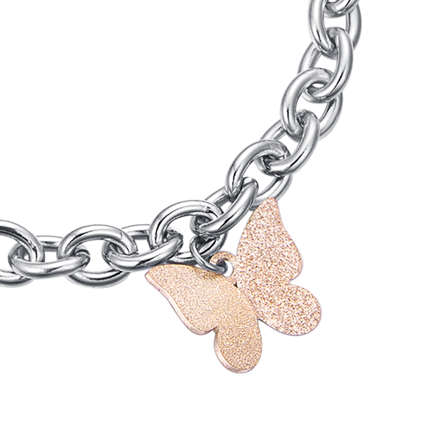 STAINLESS STEEL BRACELET WITH IP ROSE BUTTERFLY Luca Barra