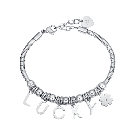 STEEL BRACELET WITH LUCKY CHARMS