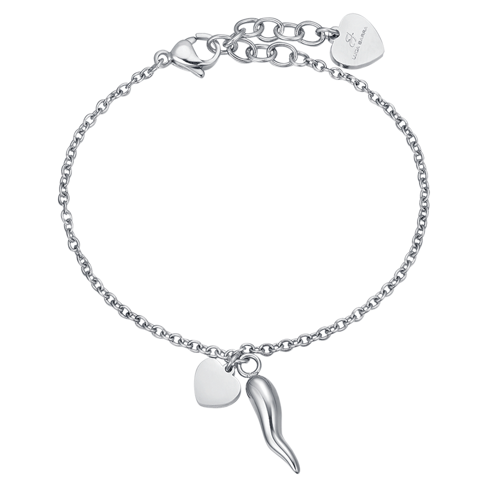 WOMEN'S STEEL BRACELET WITH HEART AND HORN