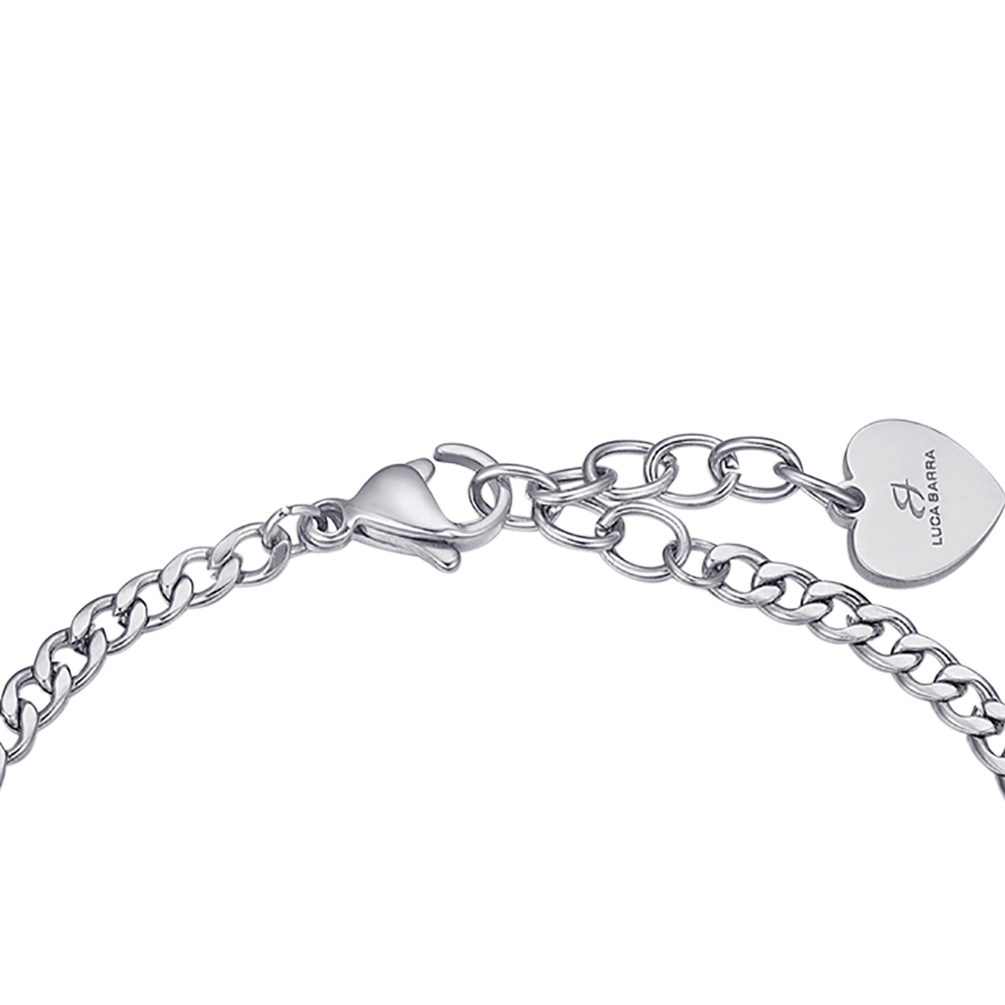 STAINLESS STEEL BRACELET WITH IP ROSE HEART AND WHITE CRYSTALS Luca Barra