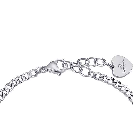 STAINLESS STEEL BRACELET WITH IP ROSE HEART AND WHITE CRYSTALS Luca Barra