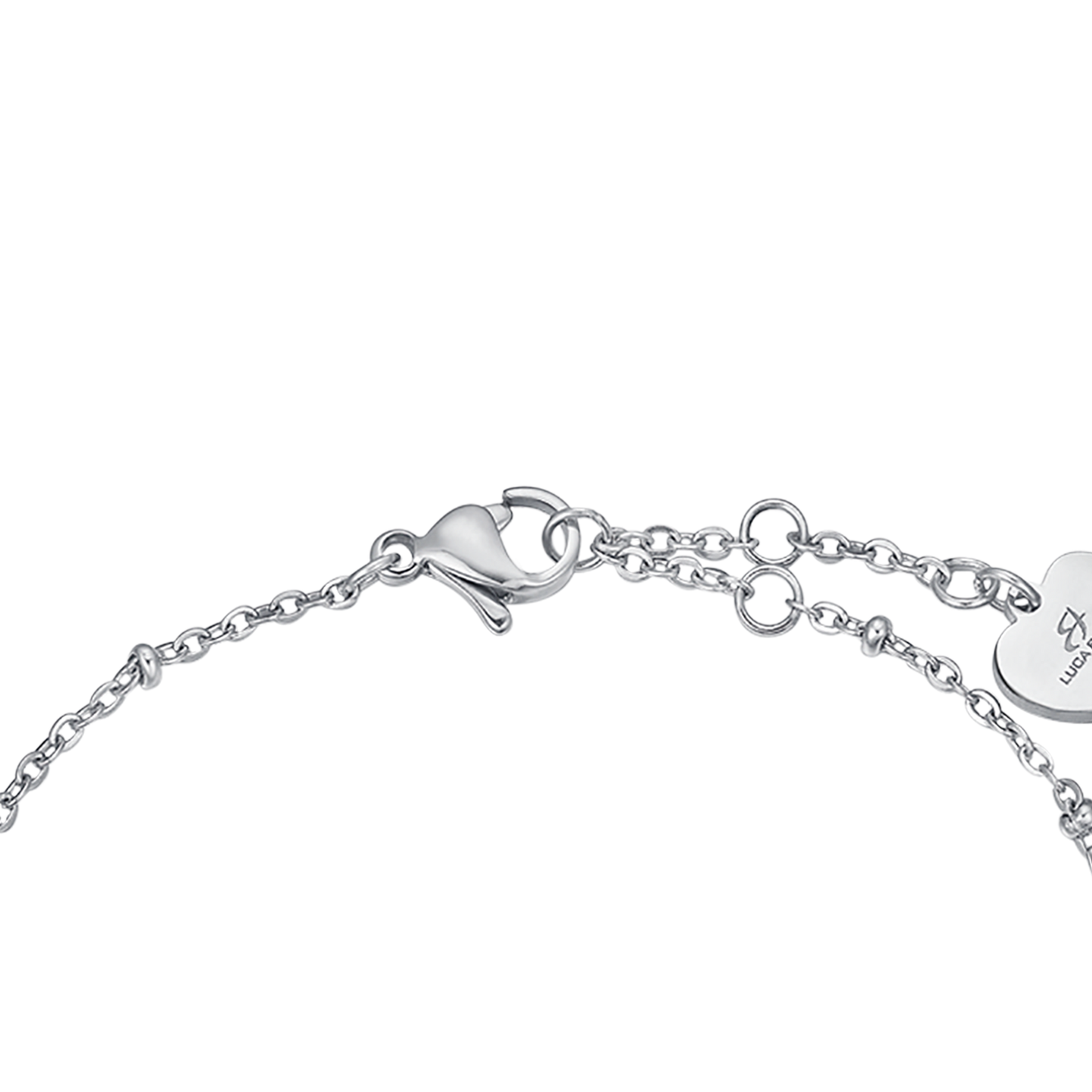 STAINLESS STEEL BRACELET WITH STEEL HEARTS AND STEEL IP ROSE Luca Barra