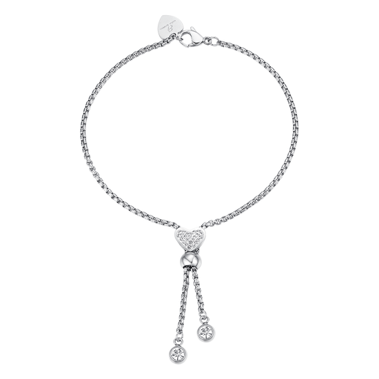 STEEL HEART BRACELET WITH WHITE CRYSTALS