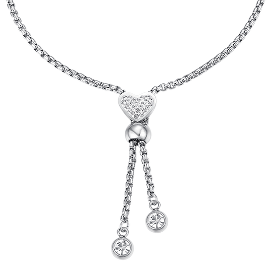 STEEL HEART BRACELET WITH WHITE CRYSTALS