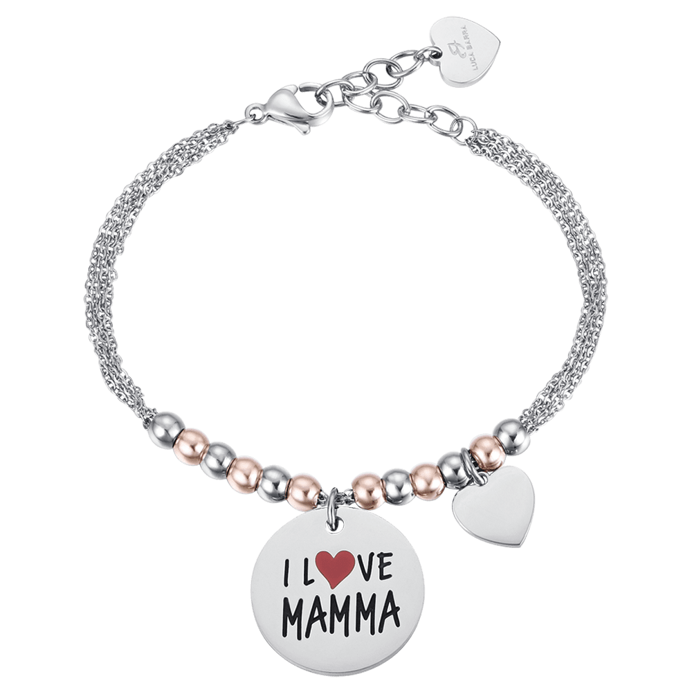 WOMEN'S STEEL BRACELET I LOVE MOM ROSÉ BALLS