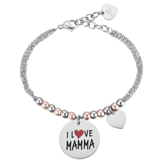 WOMEN'S STEEL BRACELET I LOVE MOM ROSÉ BALLS