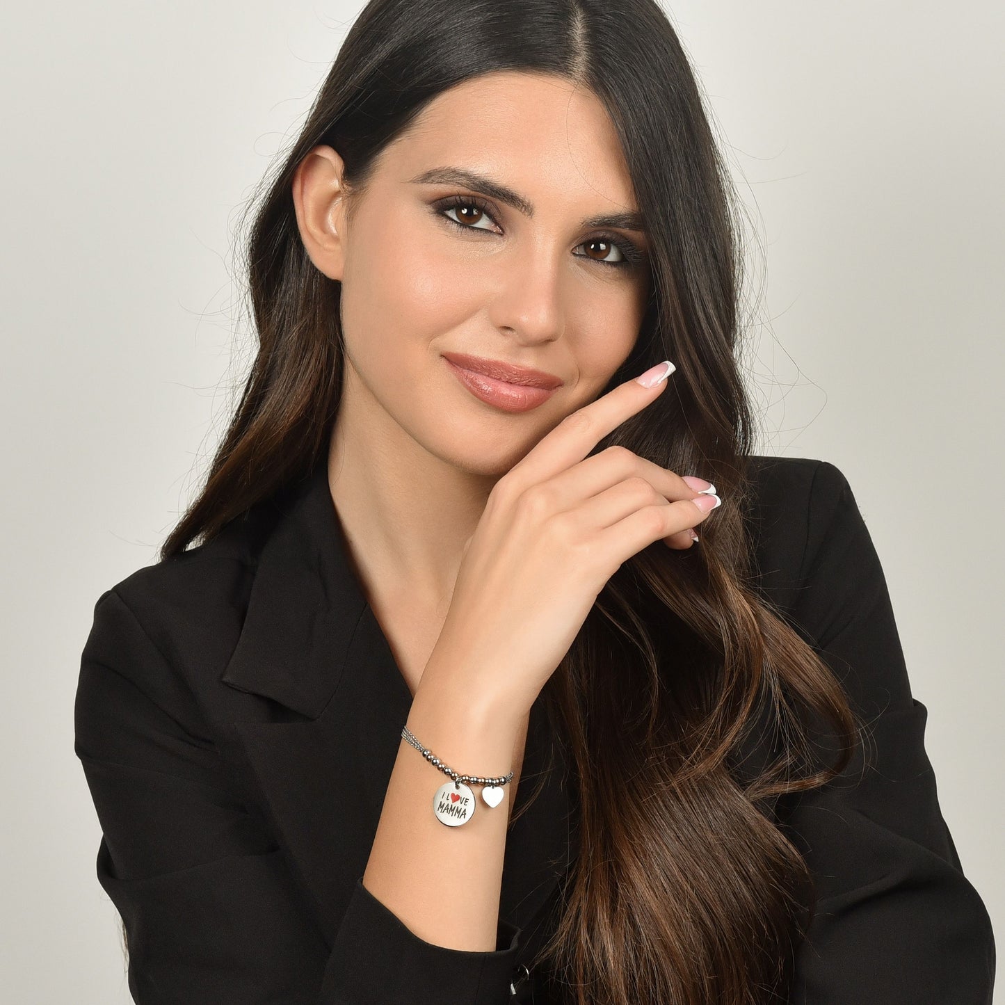 WOMEN'S STEEL BRACELET I LOVE MOM ROSÉ BALLS