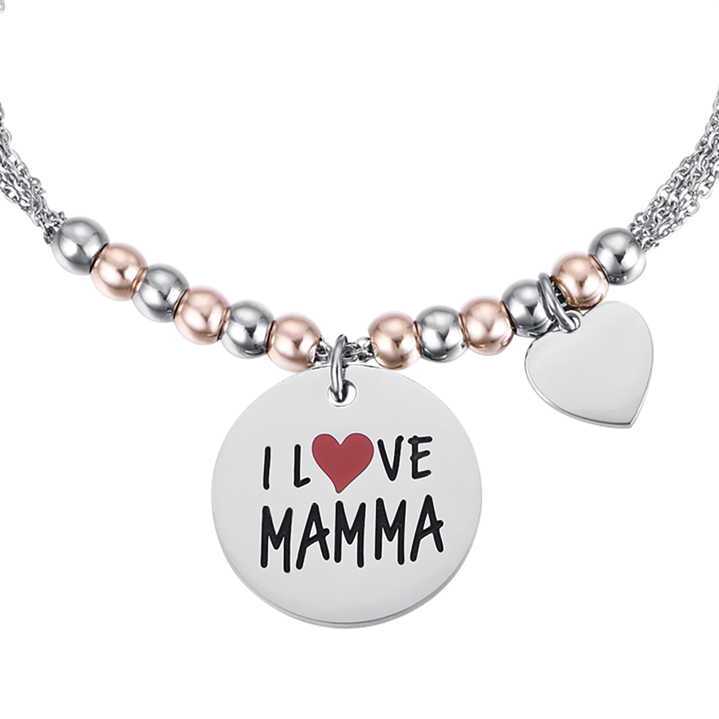 WOMEN'S STEEL BRACELET I LOVE MOM ROSÉ BALLS
