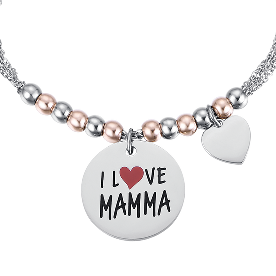 WOMEN'S STEEL BRACELET I LOVE MOM ROSÉ BALLS