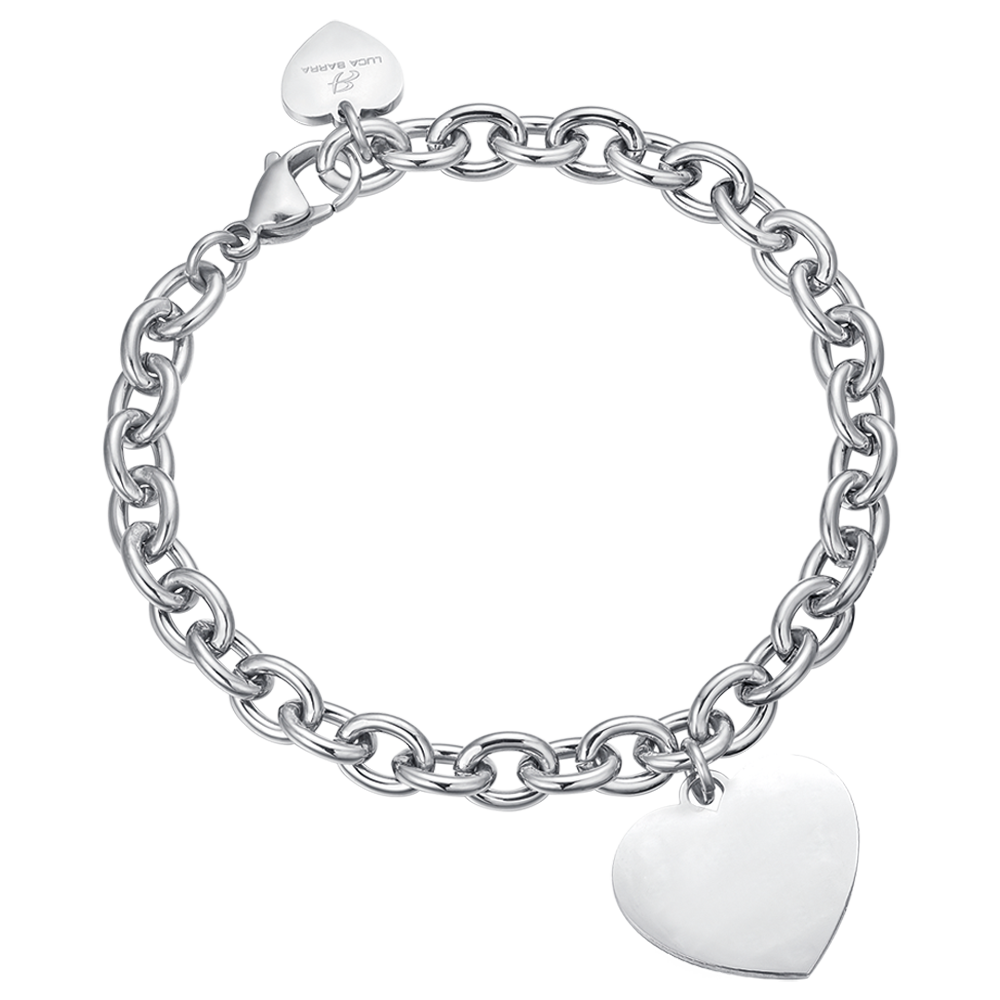 PERSONALIZED WOMEN'S BRACELET IN STEEL WITH HEART KNITTED CHAIN Luca Barra