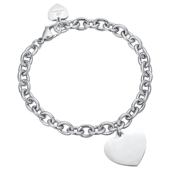 PERSONALIZED WOMEN'S BRACELET IN STEEL WITH HEART KNITTED CHAIN Luca Barra