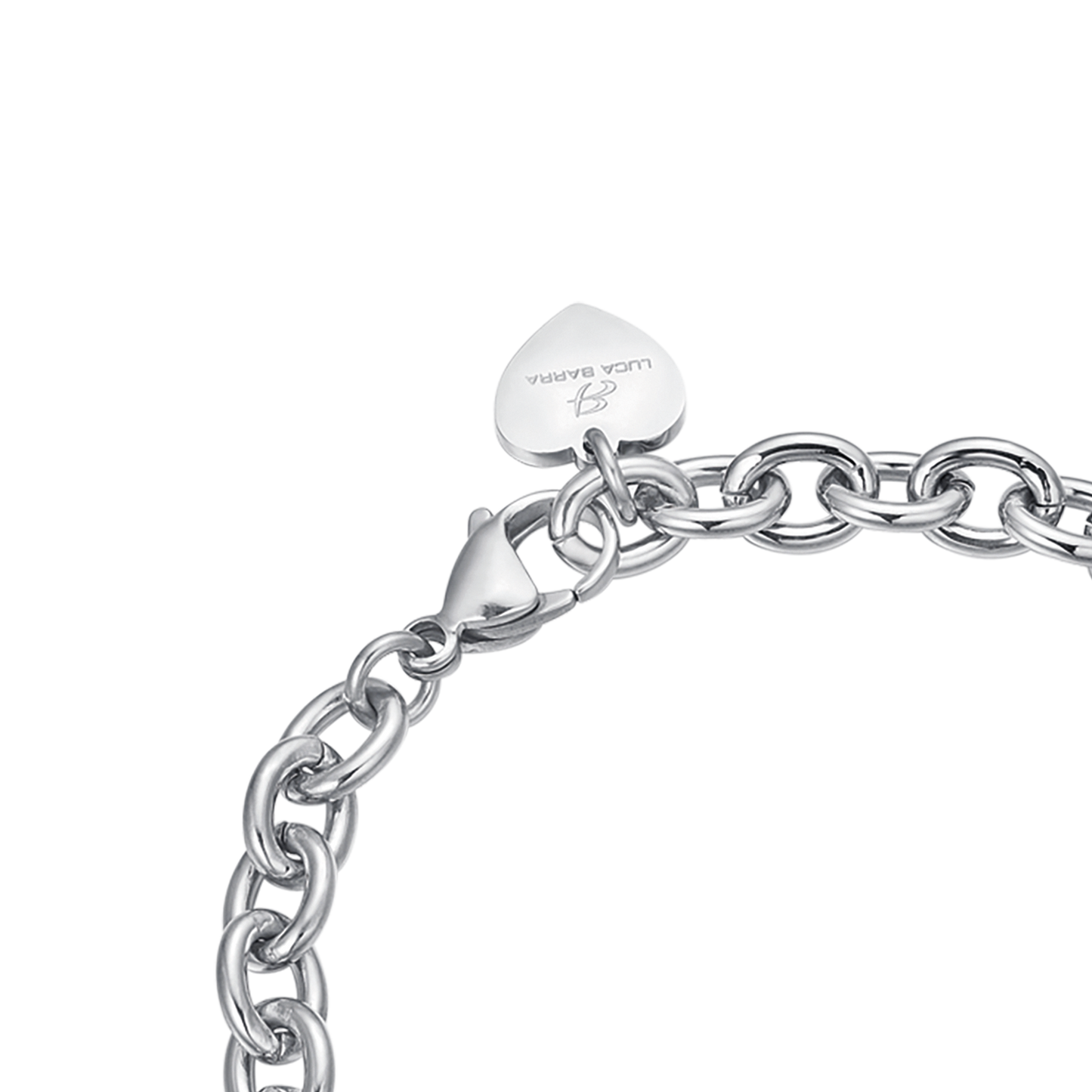 WOMEN'S PERSONALIZED STEEL HEART LINK CHAIN BRACELET