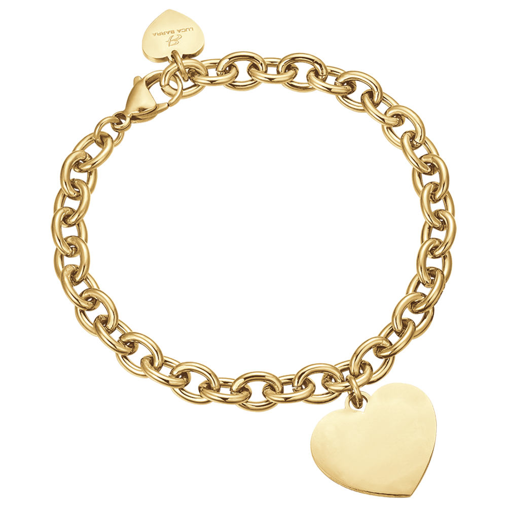 PERSONALIZED WOMEN'S BRACELET IN GOLDEN STEEL WITH HEART KNITTED CHAIN Luca Barra