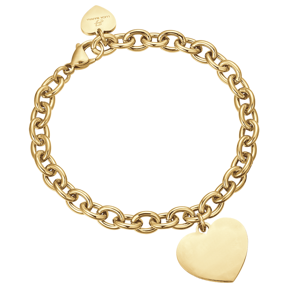 PERSONALIZED WOMEN'S BRACELET IN GOLDEN STEEL WITH HEART KNITTED CHAIN Luca Barra