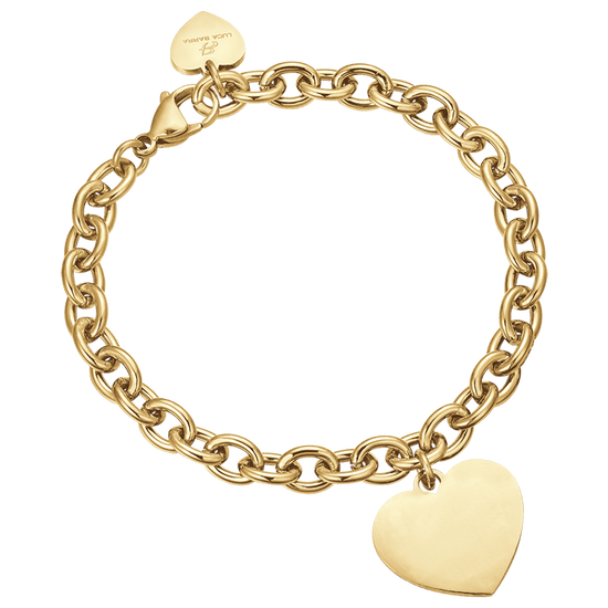 PERSONALIZED WOMEN'S BRACELET IN GOLDEN STEEL WITH HEART KNITTED CHAIN Luca Barra