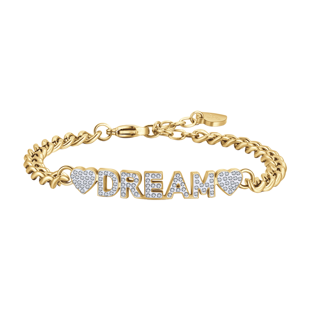 DREAM GOLDEN STEEL WOMEN'S BRACELET WITH WHITE CRYSTALS Luca Barra