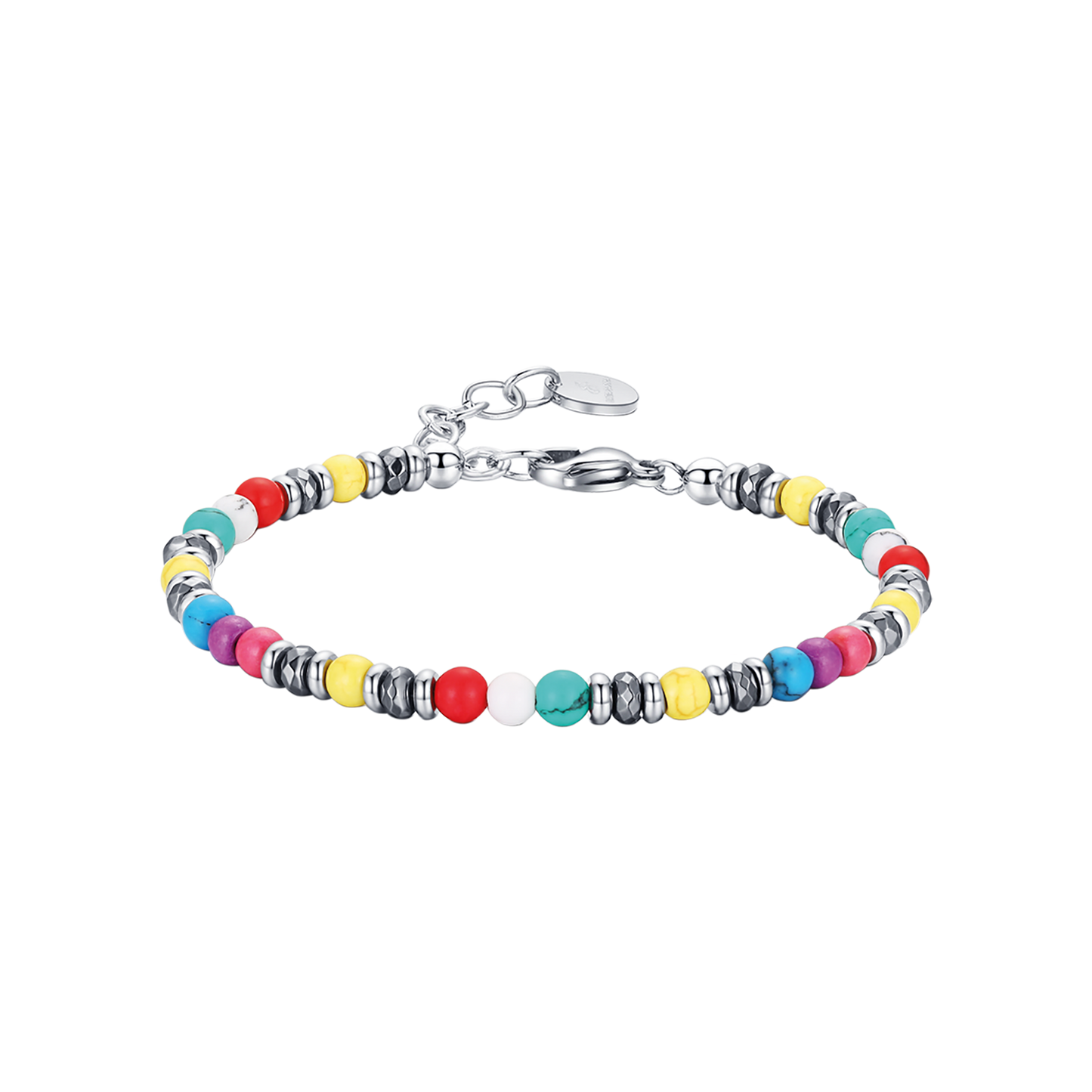 STEEL BRACELET WITH MULTICOLOR STONES