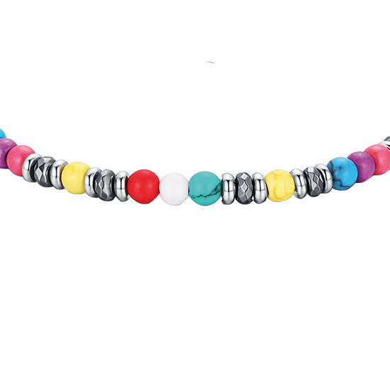 STEEL BRACELET WITH MULTICOLOR STONES