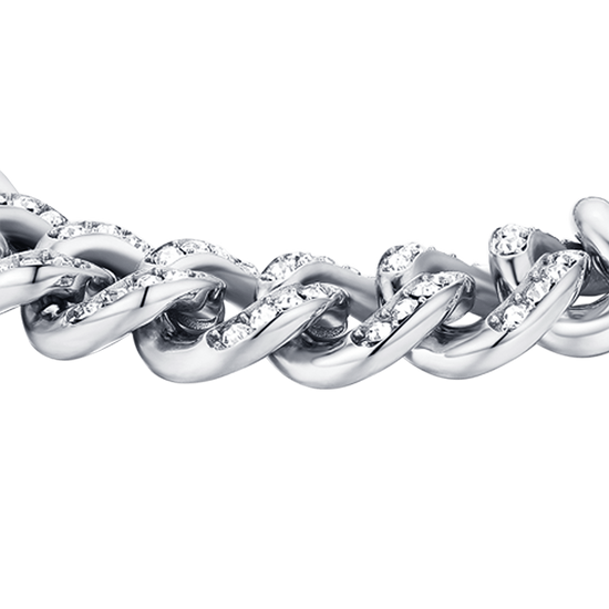 Upload image to Gallery WOMAN'S BRACELET IN STEEL WITH WHITE CRYSTALS CHAIN MACHINE

