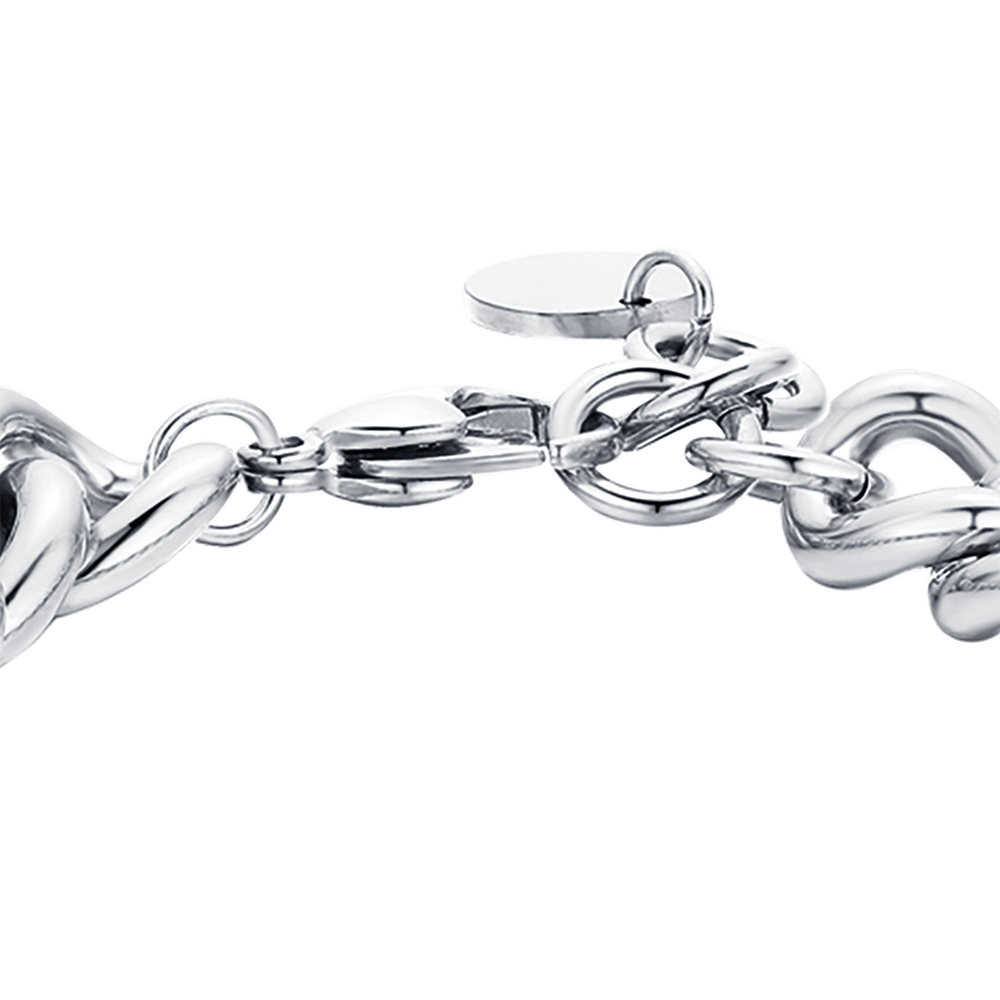 WOMEN'S STEEL BRACELET WITH WHITE CRYSTALS CHAIN LINK