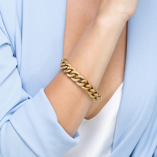 Upload image to Gallery WOMAN'S BRACELET IN STEEL WITH WHITE CRYSTALS CHAIN MACHINE
