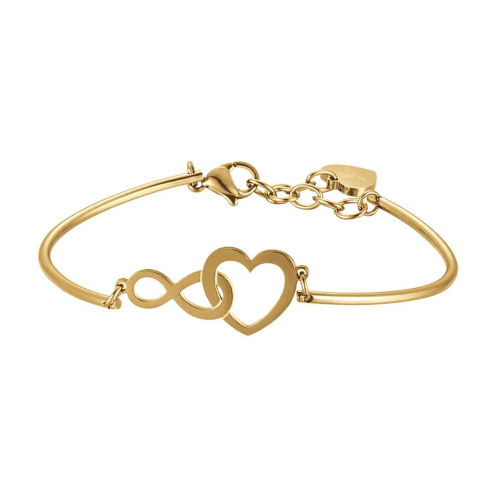 WOMAN'S BRACELET IN IP GOLD STEEL WITH HEART AND INFINITE Luca Barra