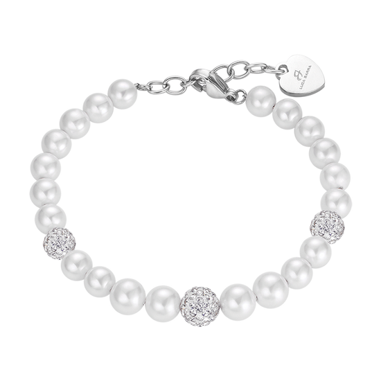 WOMAN PEARL BRACELET WITH WHITE CRYSTALS