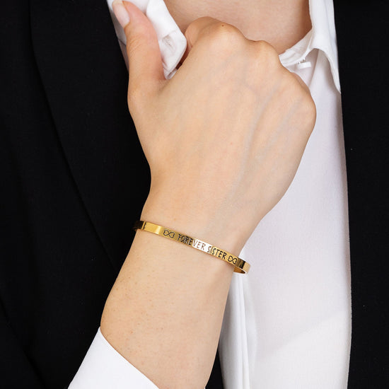 WOMAN'S GOLDEN STEEL BRACELET WITH FOREVER SISTER Luca Barra