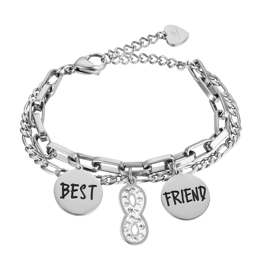 WOMEN'S STEEL INFINITY BRACELET WITH WHITE CRYSTALS