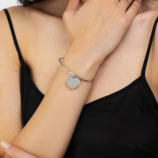WOMEN'S PERSONALIZED STEEL HEART BRACELET