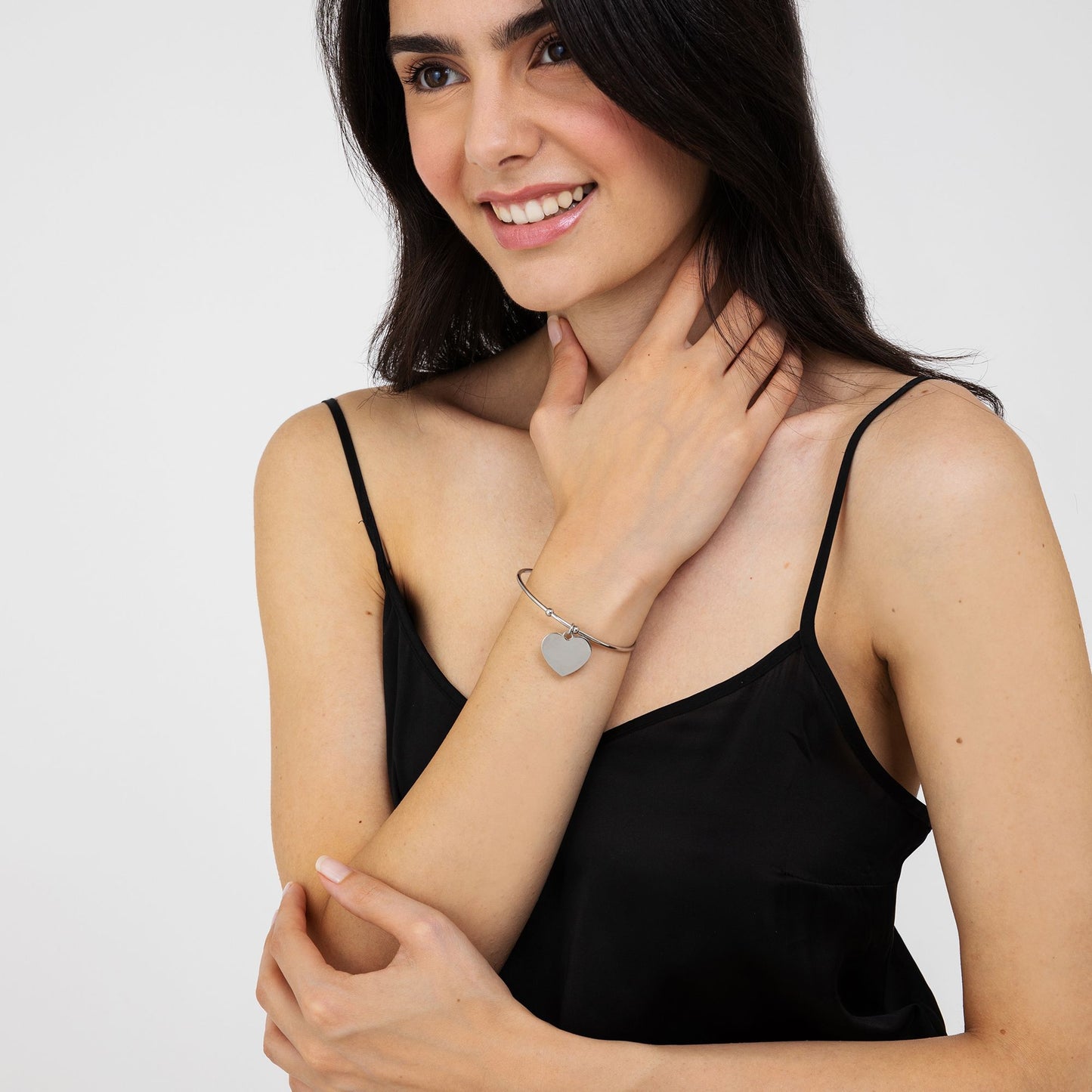 WOMEN'S PERSONALIZED STEEL HEART BRACELET