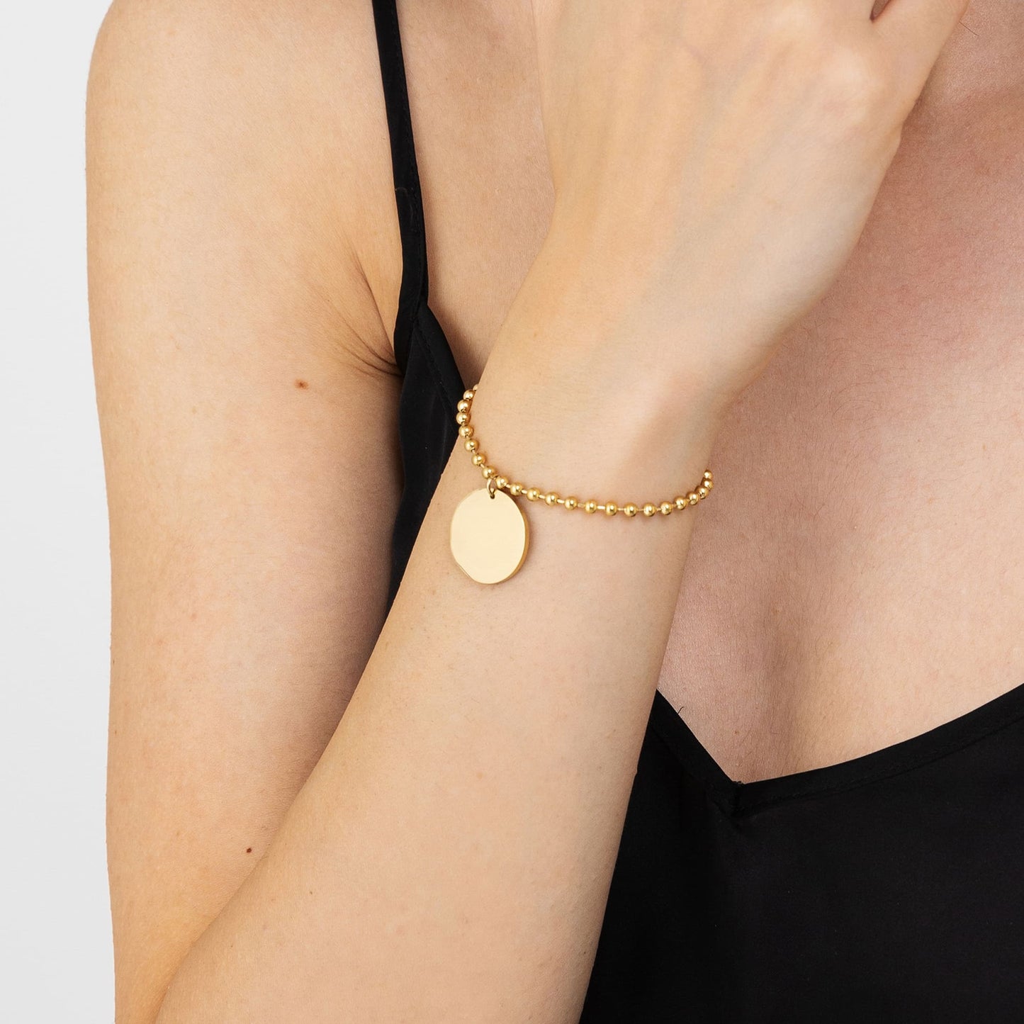 WOMEN'S PERSONALIZED GOLD STEEL BRACELET WITH PLATE