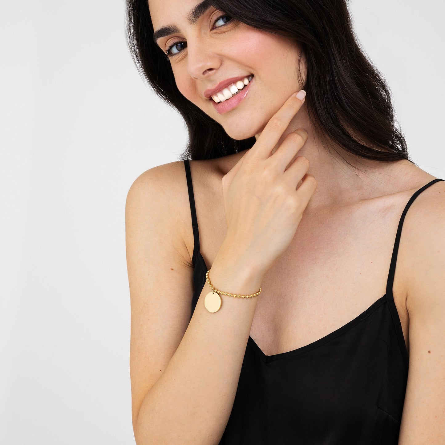 WOMEN'S PERSONALIZED GOLD STEEL BRACELET WITH PLATE