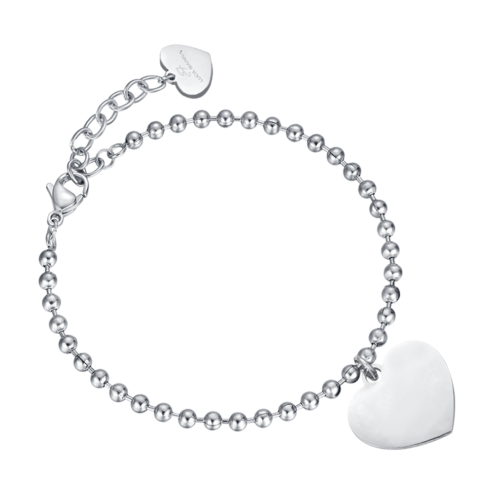 WOMEN'S PERSONALIZED STEEL BRACELET WITH HEARTS