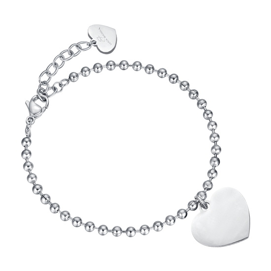 WOMEN'S PERSONALIZED STEEL BRACELET WITH HEARTS
